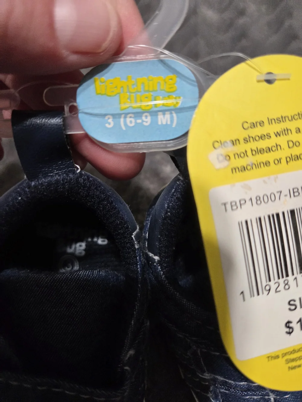 Dark Blue Denim Baby Walker Shoes with White Toe